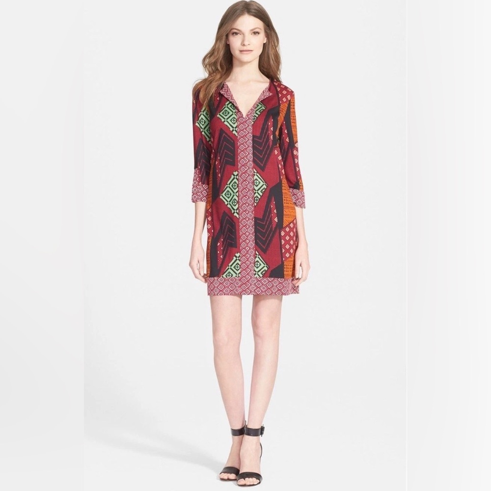 Diane von Furstenberg DVF Carla Knit Tunic Dress | Size 8 | Ethnic Collage